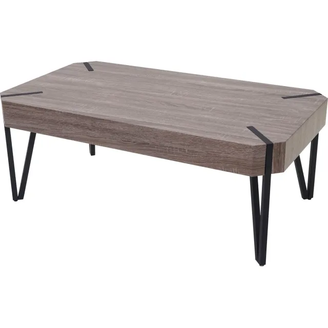 Cosmo Casa Salontafel - Stevig Ontwerp - Veelzijdige Stijl - Donkere Eik - Donkere Metalen Poten - 43x110x60cm