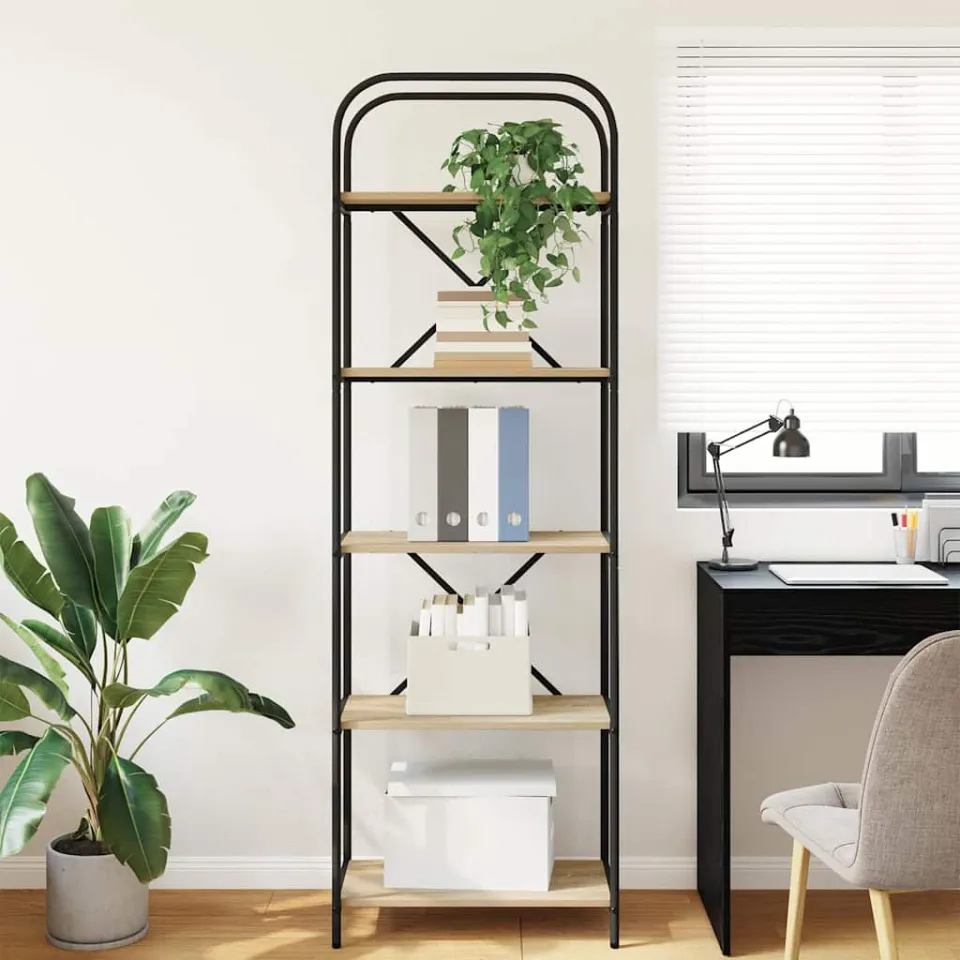 vidaXL Boekenkast 5-laags 60 x 30 x 183 cm Bewerkt hout Sonoma Eiken, foto 4