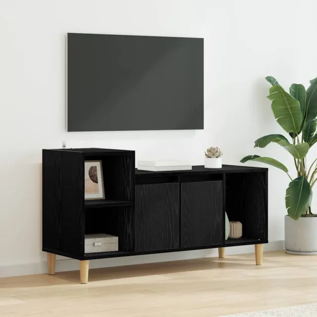 vidaXL TV-kast 100 x 35 x 55 cm Zwart Eiken Bewerkt hout, foto 2