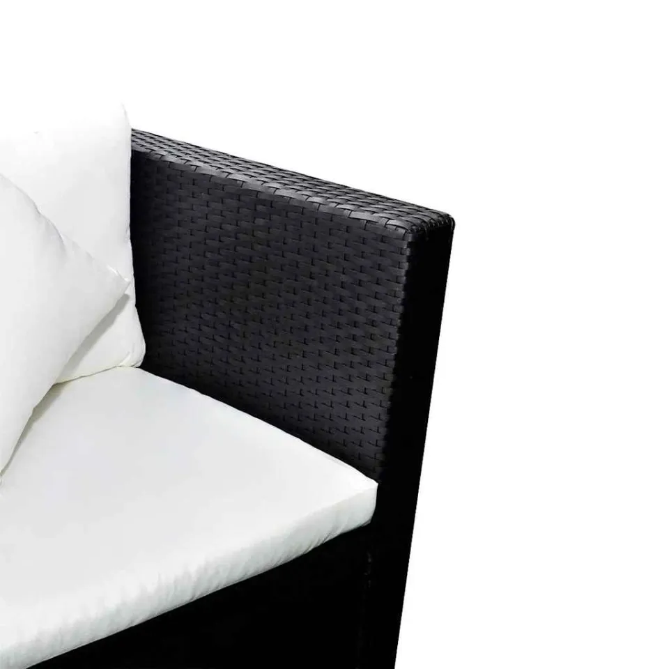 vidaXL 4-delige Loungeset met kussens poly rattan zwart, foto 3