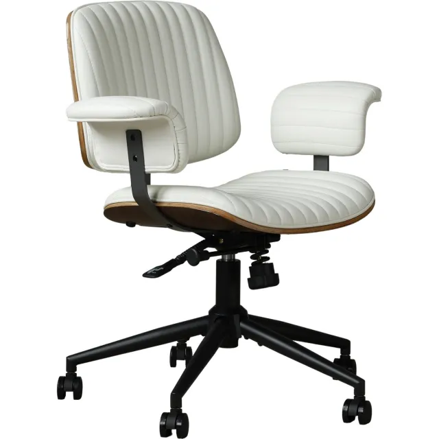 Ropilly Beige Ergonomische Bureaustoel - PU Lederen Kantoorstoel - In Hoogte Verstelbaar - 360 Graden Draaibaar - Thuiskantoor - 73x59x87cm - Beige