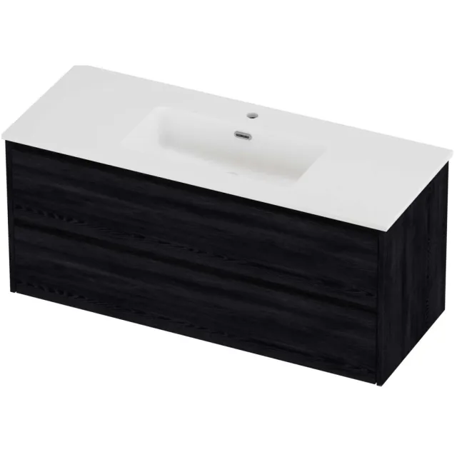 Proline Tribute Badmeubelset Porselein Elegant 1 Kraangat 120x46x54 cm Mat White Black Oak Eiken