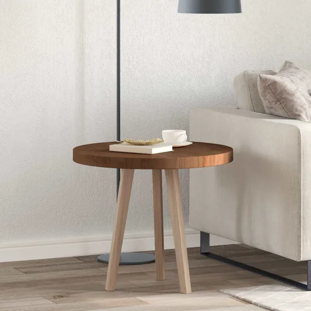 vidaXL Tafelblad Ø 60 x 4 cm Rond Massief Eikenhout Donkerbruin
