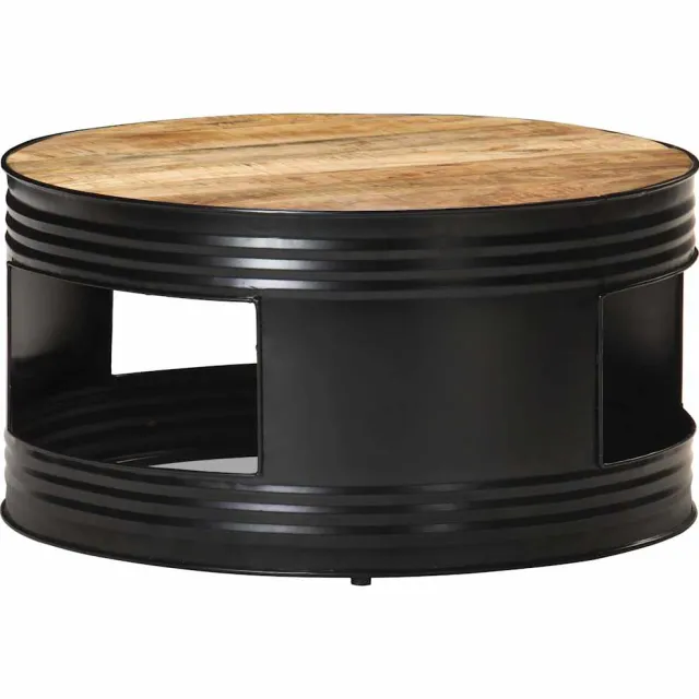 vidaXL Salontafel 68x68x36 cm massief ruw mangohout zwart