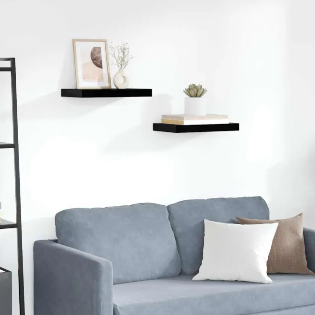 vidaXL Wandschappen zwevend 2 st 40x23,5x3,8 cm MDF hoogglans zwart