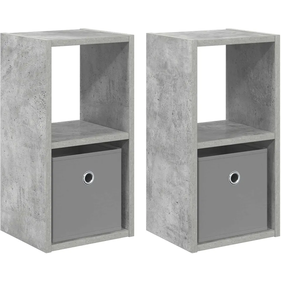 vidaXL Nachtkastje 2 st Beton Grijs 25,5 x 22 x 49,5 cm Bewerkt hout, foto 3