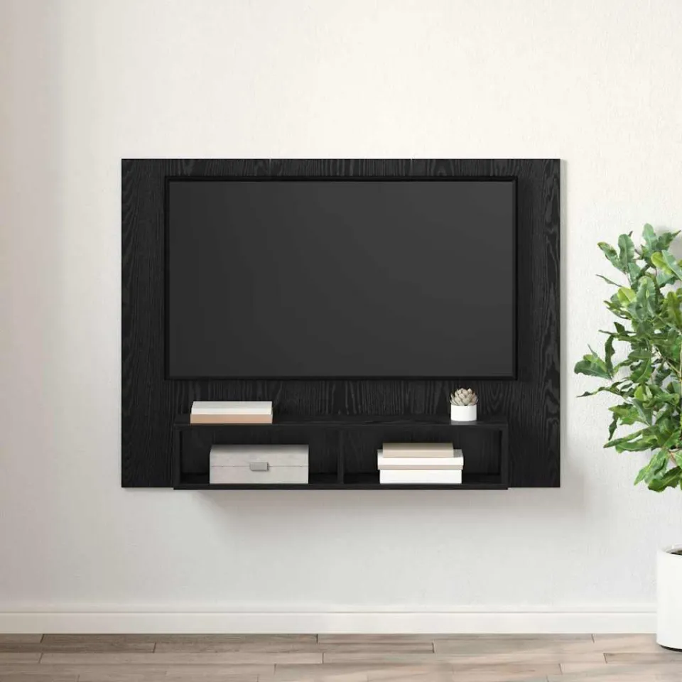 vidaXL Tv-meubelset 120 x 23,5 x 90 cm Zwart Eiken Bewerkt hout, foto 4