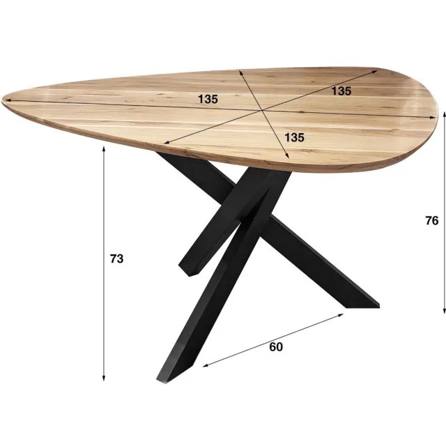 AnLi Style Eetkamertafel driehoek Naturel