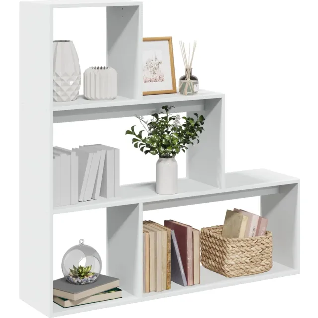 vidaXL Kamerscherm / boekenkast 3-laags 123x29x123 cm bewerkt hout wit, foto 2
