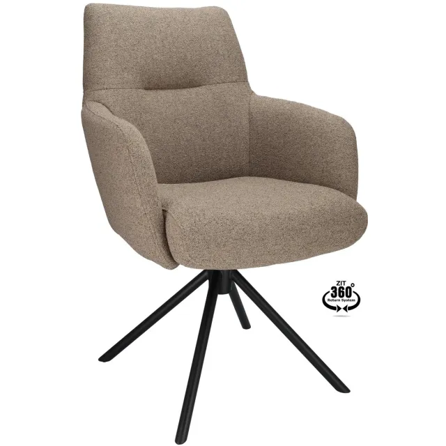 Icon Living Armstoel Colorado Stof Glory Liver Leg Black 360° Return-system Bruin