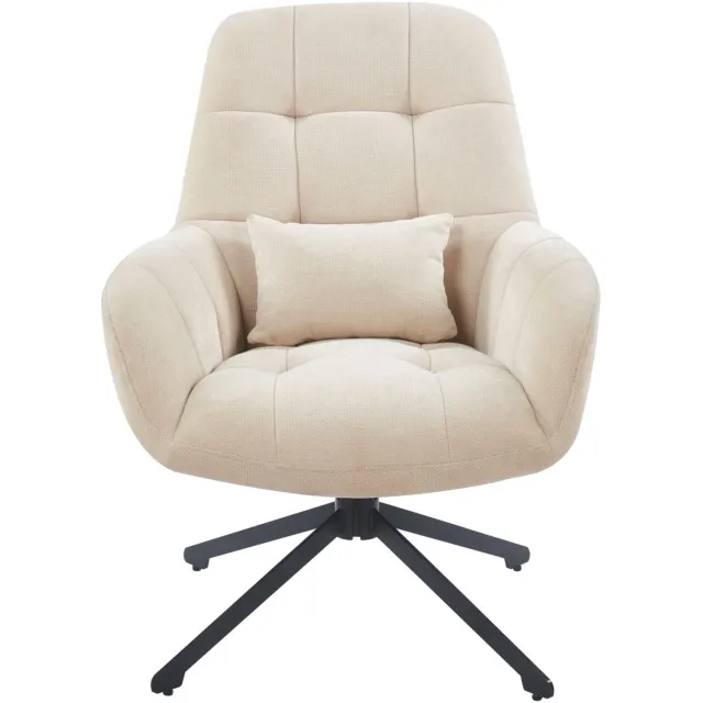 Furnitex Holms - Fauteuil - 360° draaibaar - Beige en zwart Beige;Zwart