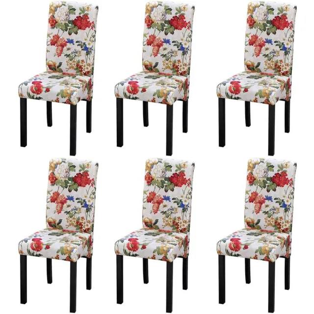 vidaXL Eetkamerstoelen 6 st stof meerkleurig Wit