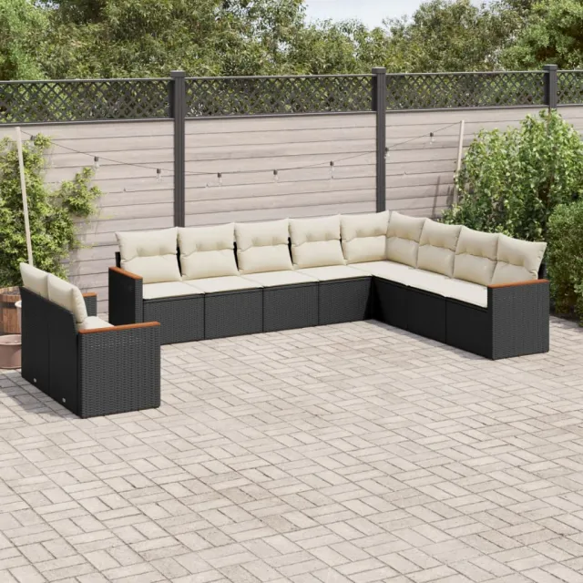 vidaXL 10-delige Loungeset met kussens poly rattan zwart, foto 2