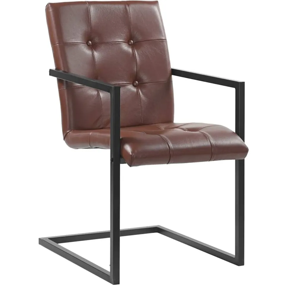 vidaXL Eetkamerstoelen 2 st echt leer bruin, foto 3