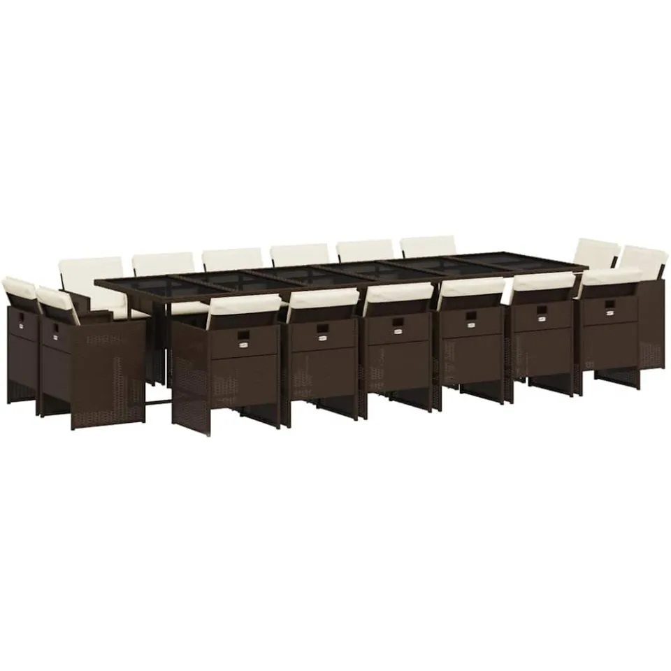 vidaXL 17-delige Tuinset met kussens poly rattan bruin, foto 3