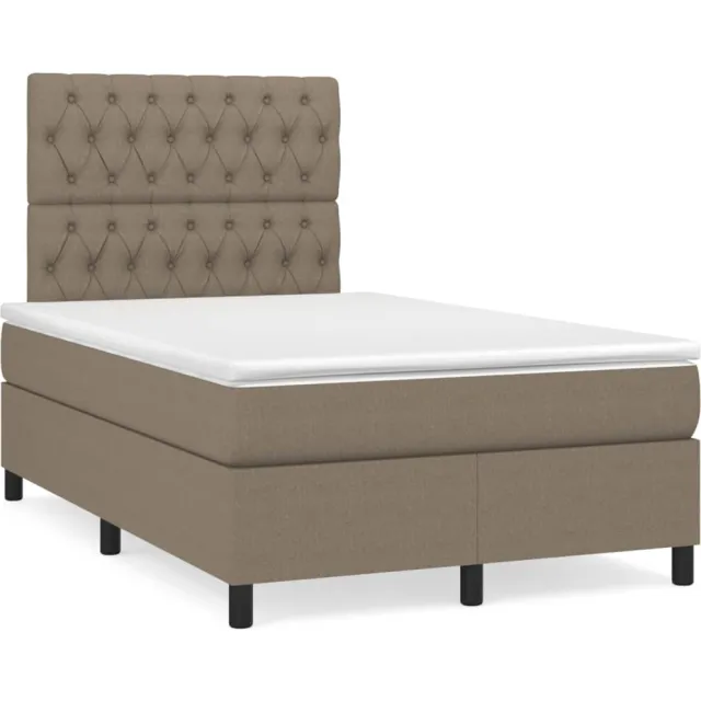 vidaXL Boxspring met matras en LED stof taupe 120x190 cm