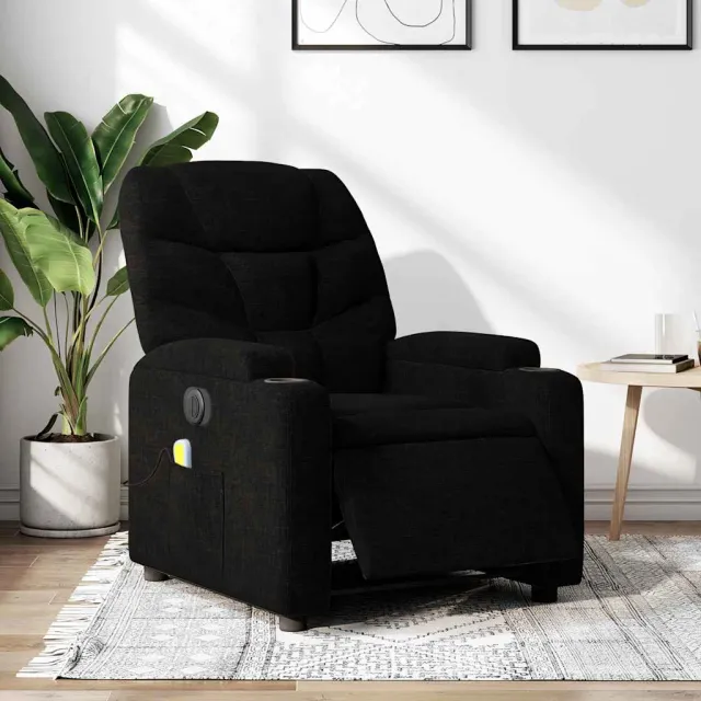 vidaXL Massagestoel elektrisch verstelbaar stof zwart