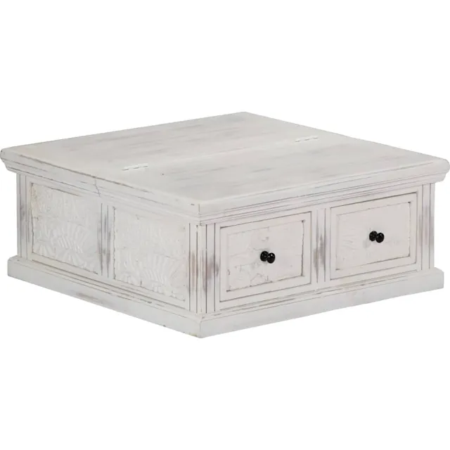 vidaXL Salontafel 70x70x30 cm massief mangohout wit