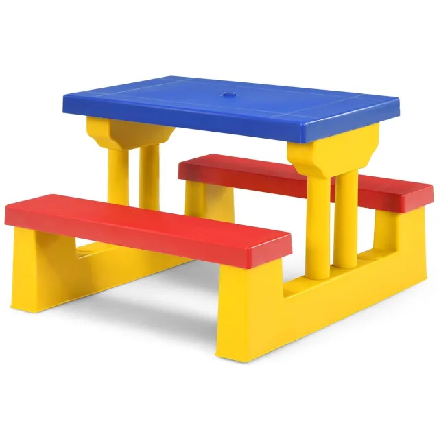 GranMaison Picknicktafel - Kinderen - Tuintafel - Multifunctionele Picknick tafel - Speeltafel - Geschikt voor Buiten Geel