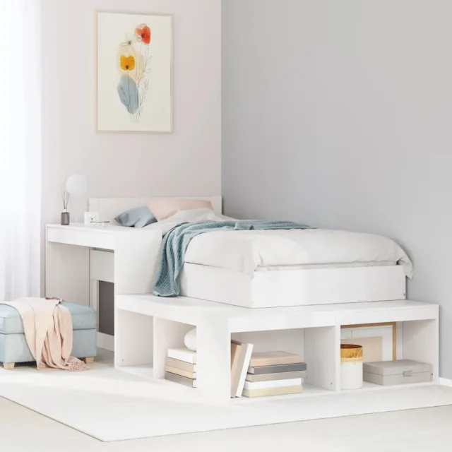 vidaXL Bedframe zonder matras massief grenenhout wit 75x190 cm