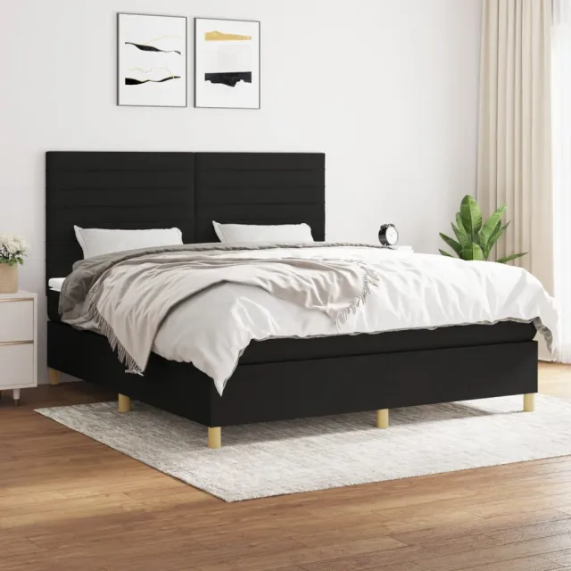 vidaXL Boxspring met matras stof zwart 180x200 cm