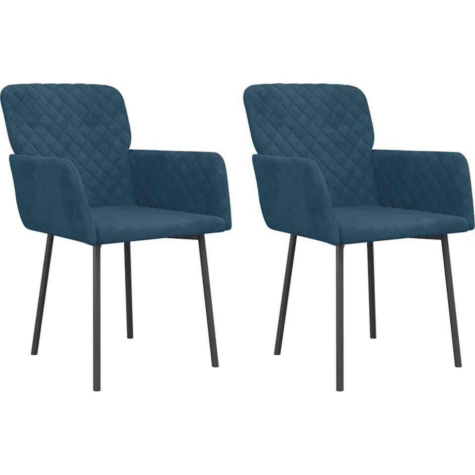 vidaXL Eetkamerstoelen 2 st fluweel blauw, foto 3