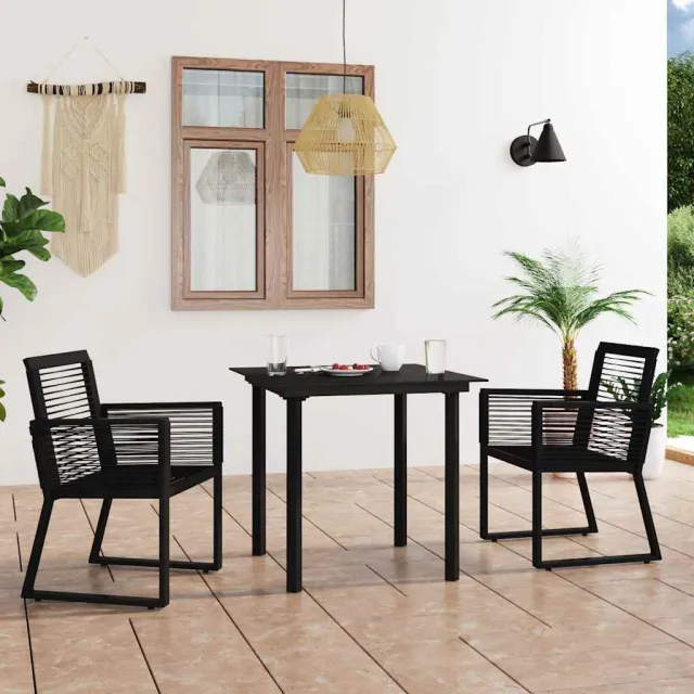 vidaXL 3-delige Tuinset PVC-rattan zwart, foto 2