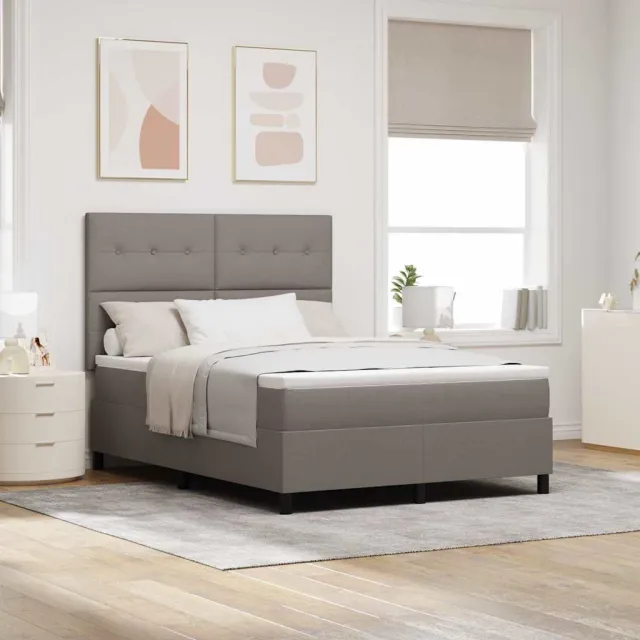 vidaXL Boxspring bed met LED-stripverlichting Taupe 160 x 200 cm Stof