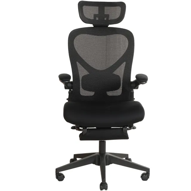 HAUSS SPOLE Bureaustoel - Ergonomisch Klapbaar Design - Met 3D Hoofdsteun, Lendensteun En Voetsteun - Voor Werk, Studie En Gamen - Mesh En Schuim Zwart