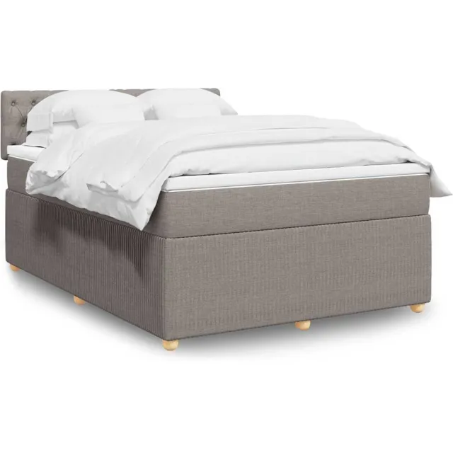 vidaXL Boxspring met matras stof taupe 160x200 cm