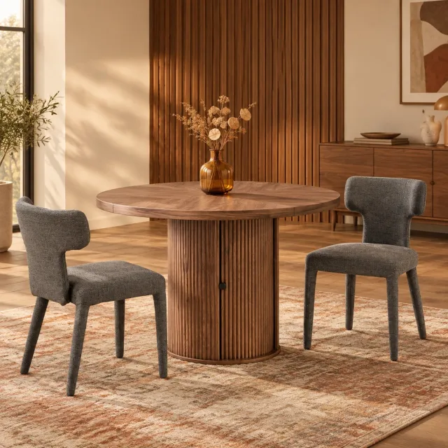 CHICFURN Eetkamerstoel set van 2 - Gewatteerd - Metalen vierpoot - Grijs