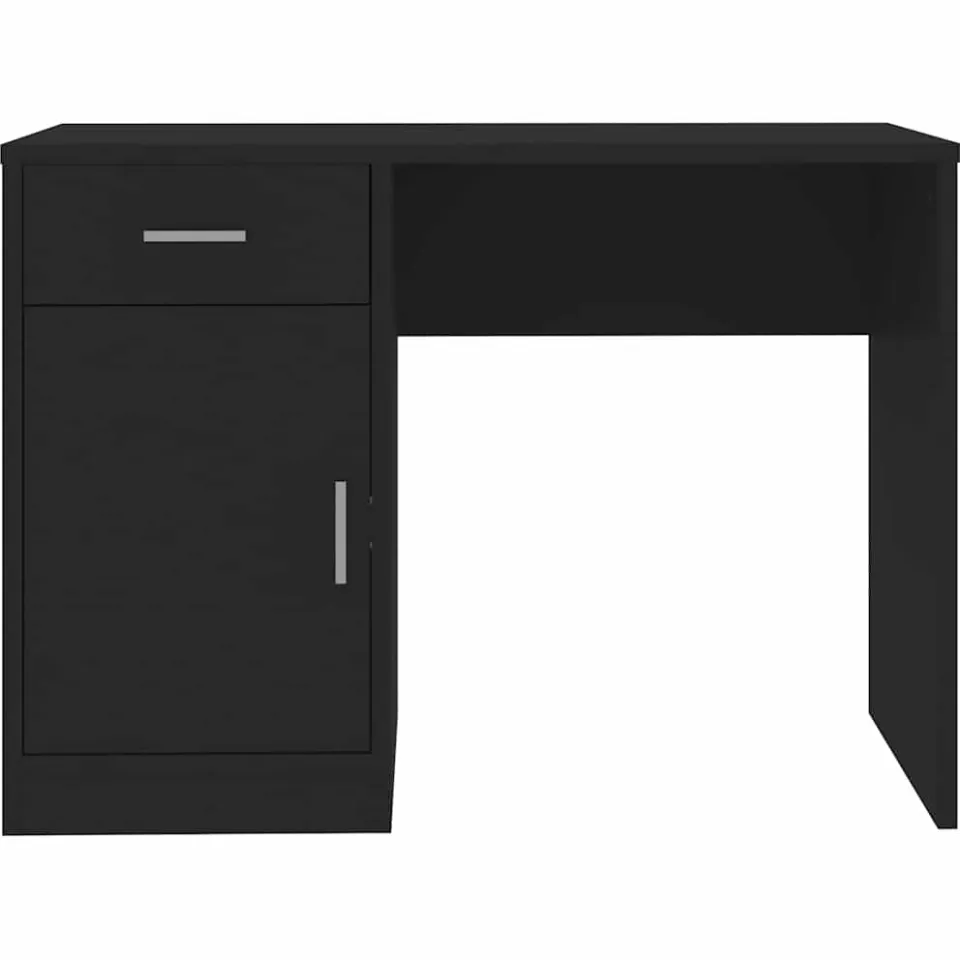 vidaXL Bureau met kast en lade 100x40x73 cm bewerkt hout zwart, foto 3