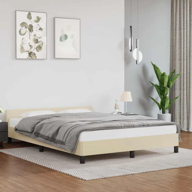vidaXL Bedframe met hoofdeinde zonder matras 140x200 cm crèmekleurig