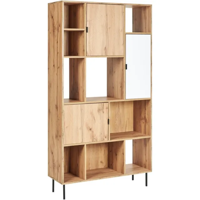 Beliani AMOS - Boekenkast - Lichthout/Wit- Vezelplaat Bruin