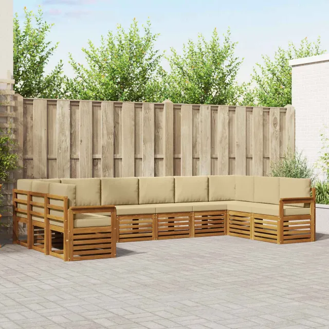 vidaXL Buiten bankenset 10 st 10-zits Natuurlijk en Beige Bruin