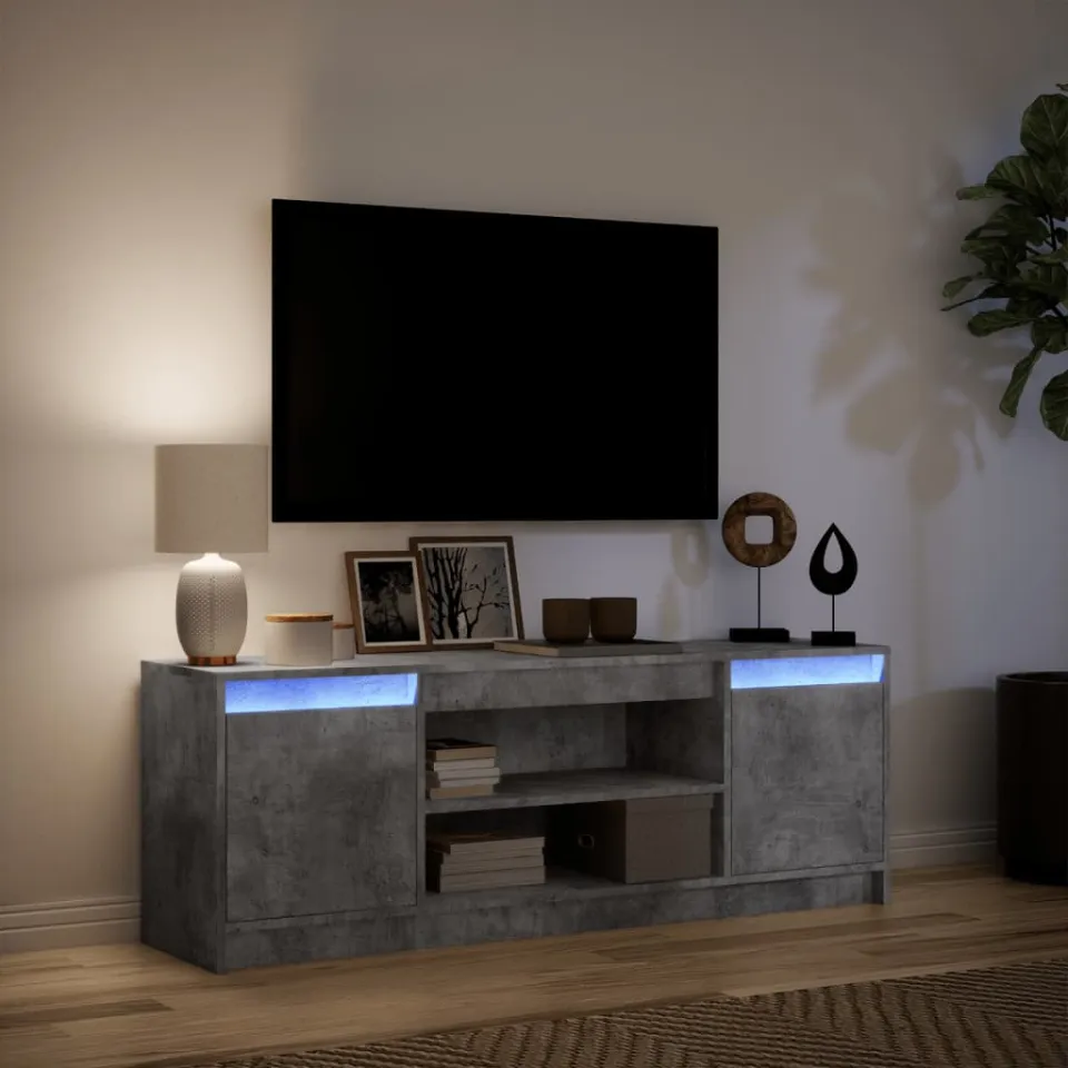 vidaXL Tv-meubel met LED 139,5x34x50 cm bewerkt hout betongrijs grijs, foto 4