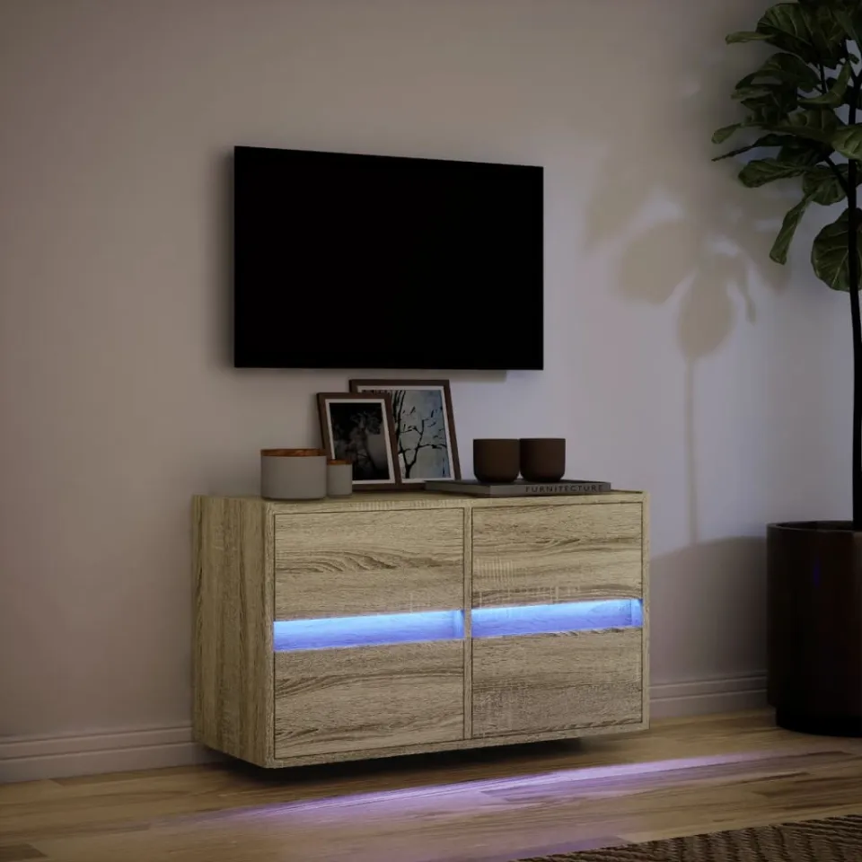 vidaXL Tv-wandmeubel met LED-verlichting 80x31x45 cm sonoma eikenkleur, foto 4