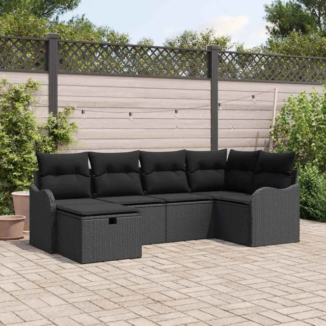 vidaXL Tuin Sofa Set 6 st Poly riet zwart, foto 2