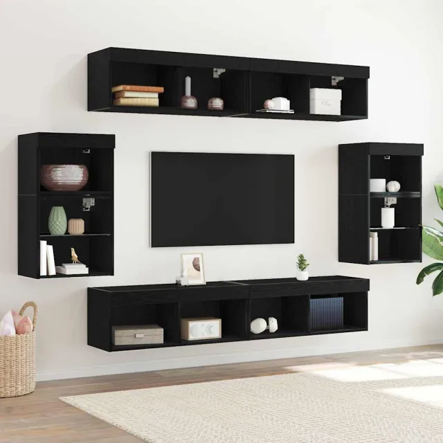 vidaXL Tv-meubelset 8 st 37 x 30 x 70 cm Zwart eiken, foto 2