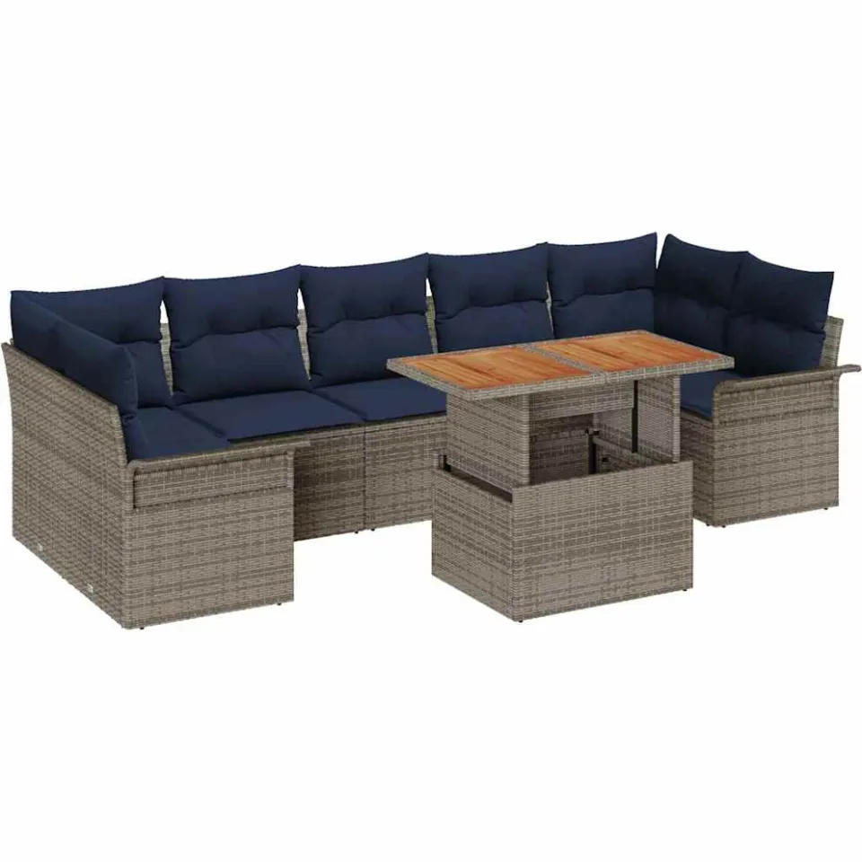 vidaXL Tuin Sofa Set 8 st Grijs Poly riet