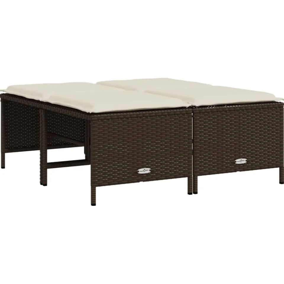 vidaXL 5-delige Loungeset met kussens poly rattan bruin, foto 4