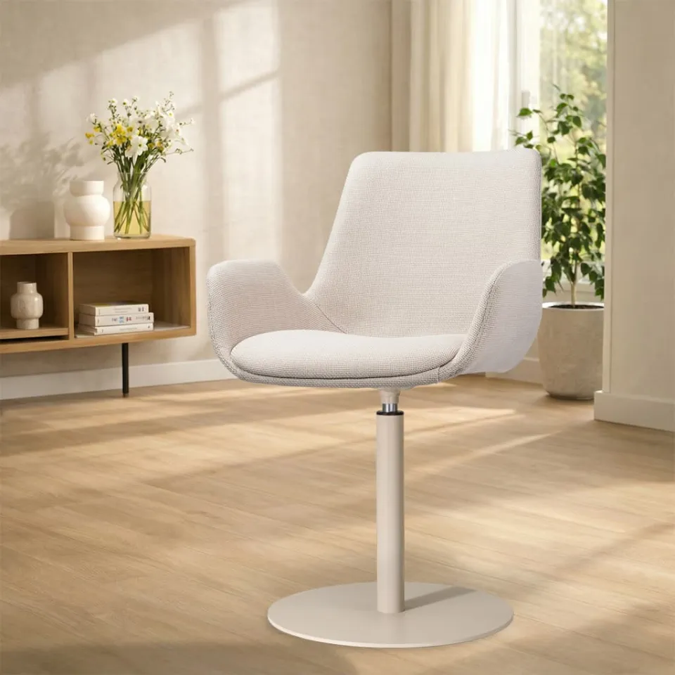Nolon Niva-Eef draaibare tulp eetkamerstoel beige - beige onderstel, foto 4