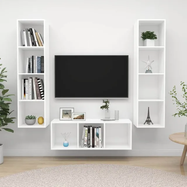 vidaXL 3-delige Tv-meubelset bewerkt hout wit, foto 2