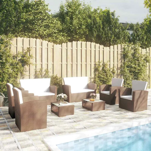 vidaXL 8-delige Loungeset met kussens poly rattan bruin, foto 2