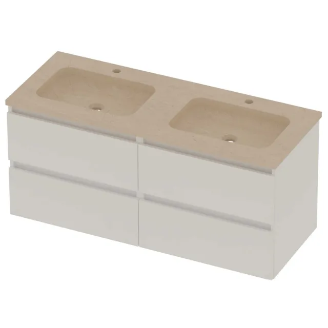 Basic-Line Rocky 46 Badmeubelset Hardsteen 120x46x54 cm R46ssemw2x602 Mat White Sand Stone Beige