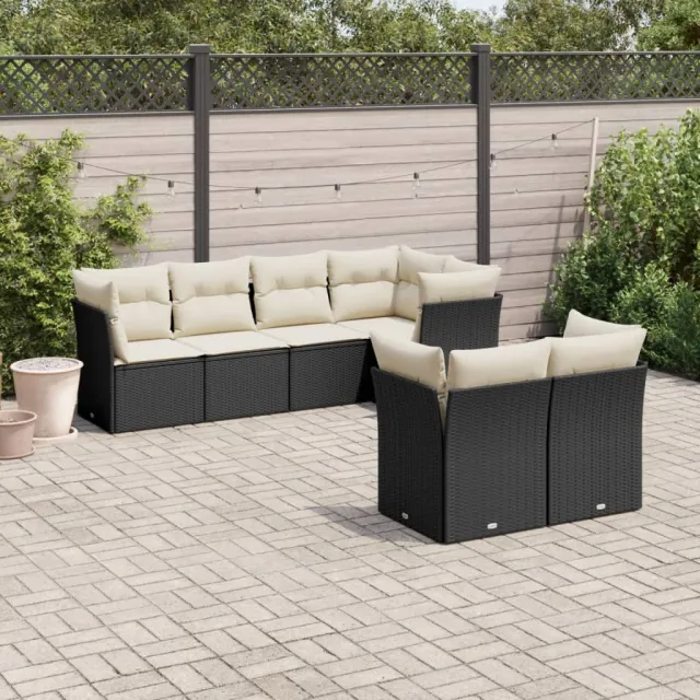 vidaXL 7-delige Loungeset met kussens poly rattan zwart, foto 2