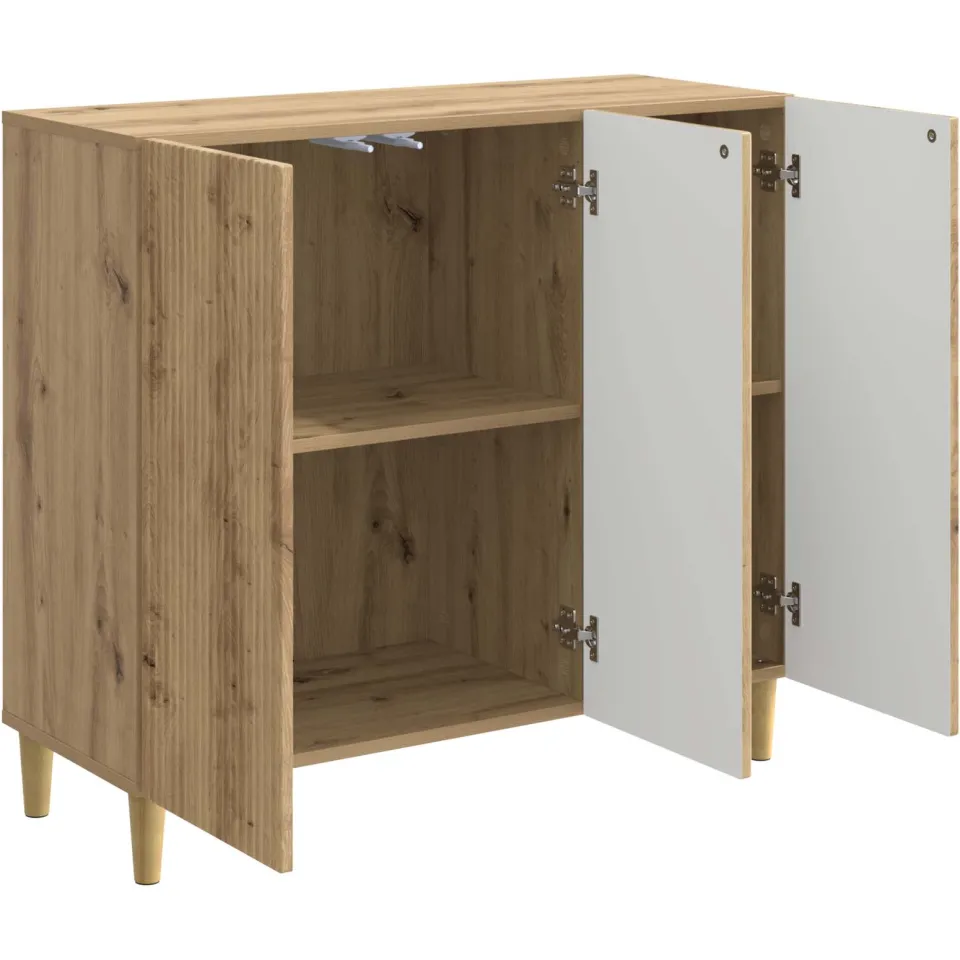vidaXL Dressoir Artisanaal eiken 89 x 34,5 x 80 cm Bewerkt hout, foto 3