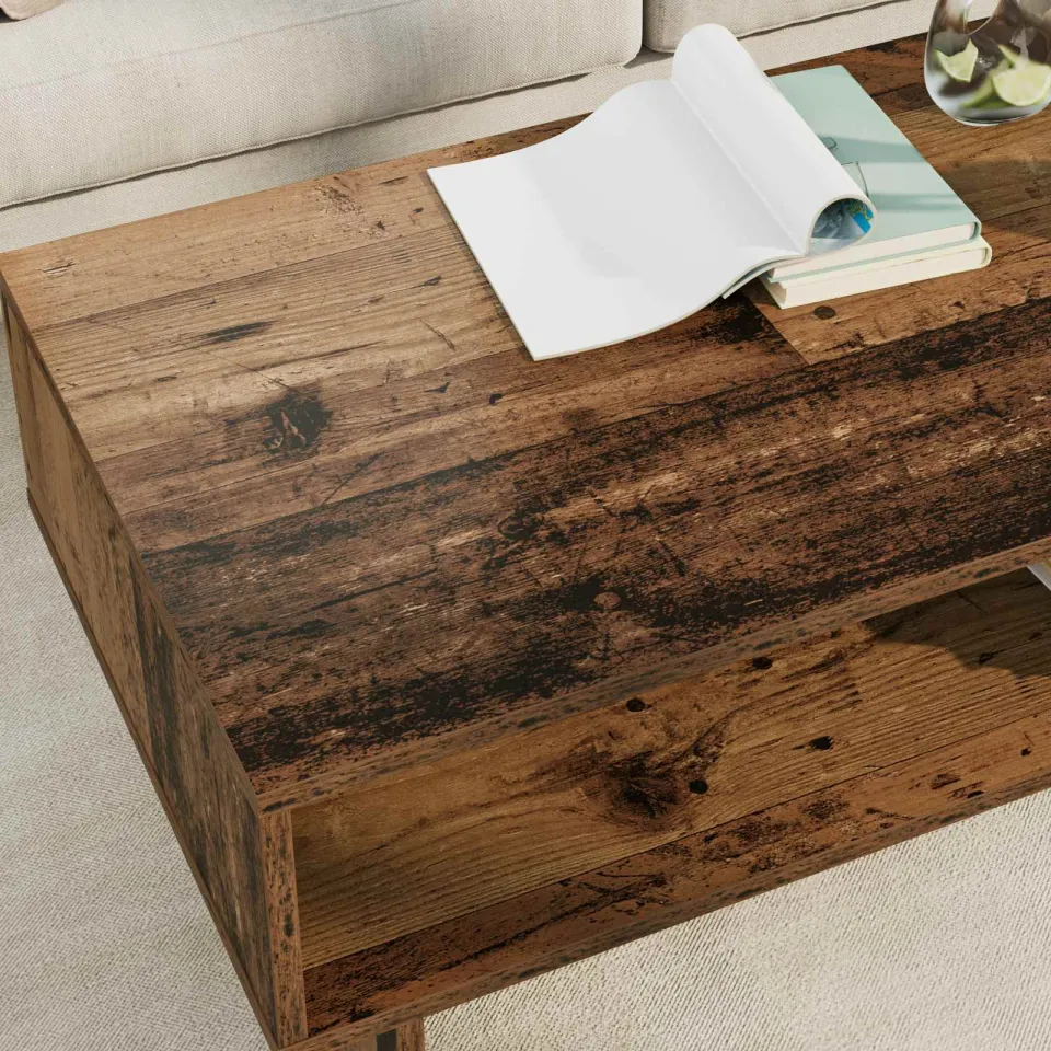 vidaXL Salontafel Oudhout 100 x 46 x 35 cm Bewerkt hout bruin, foto 4