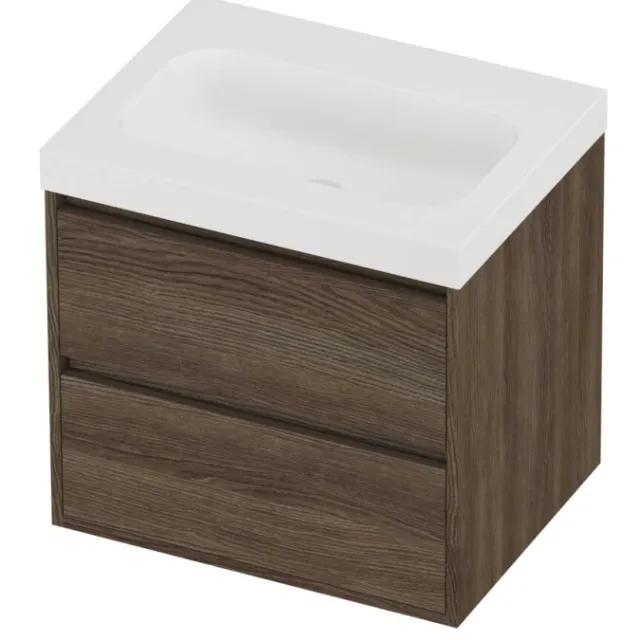 Proline Haga Badmeubelset Polystone Mezza 60x46x58 cm Mat White Vital Oak Eiken
