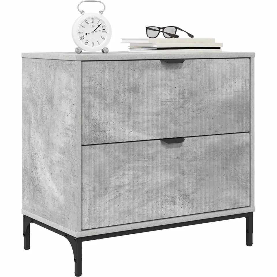 vidaXL Nachtkastje Betongrijs 63.5 x 36 x 61 cm Bewerkt hout
